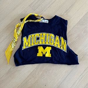 Blue University of Michigan tailgate crop top